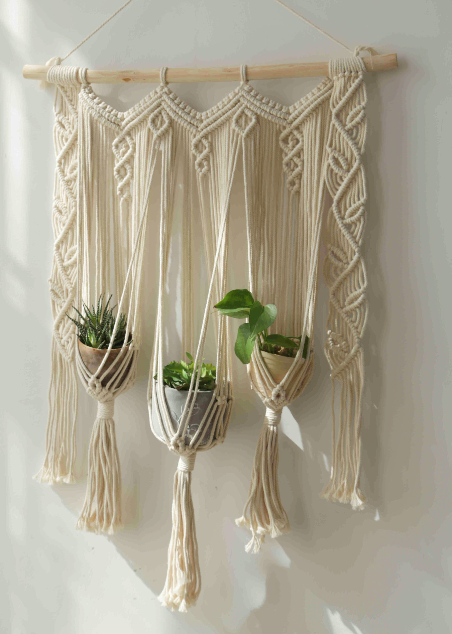 Macrame plant hanger Macrame wall hanging Woven tapestry Window curtain valance Boho bedroom decor wedding backdrop Rope triple planter