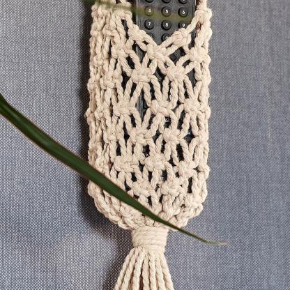 Macrame remote control holder, Wall hanging organizer, Fathers Day gift from daughter, Cottagecore room decor, Home organization