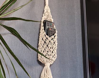 Macrame remote control holder, Wall hanging organizer, Fathers Day gift from daughter, Cottagecore room decor, Home organization