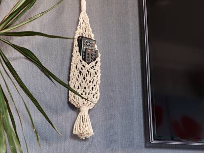 Macrame remote control holder, Wall hanging organizer, Fathers Day gift from daughter, Cottagecore room decor, Home organization