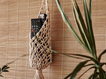 Macrame remote control holder, Wall hanging organizer, Fathers Day gift from daughter, Cottagecore room decor, Home organization