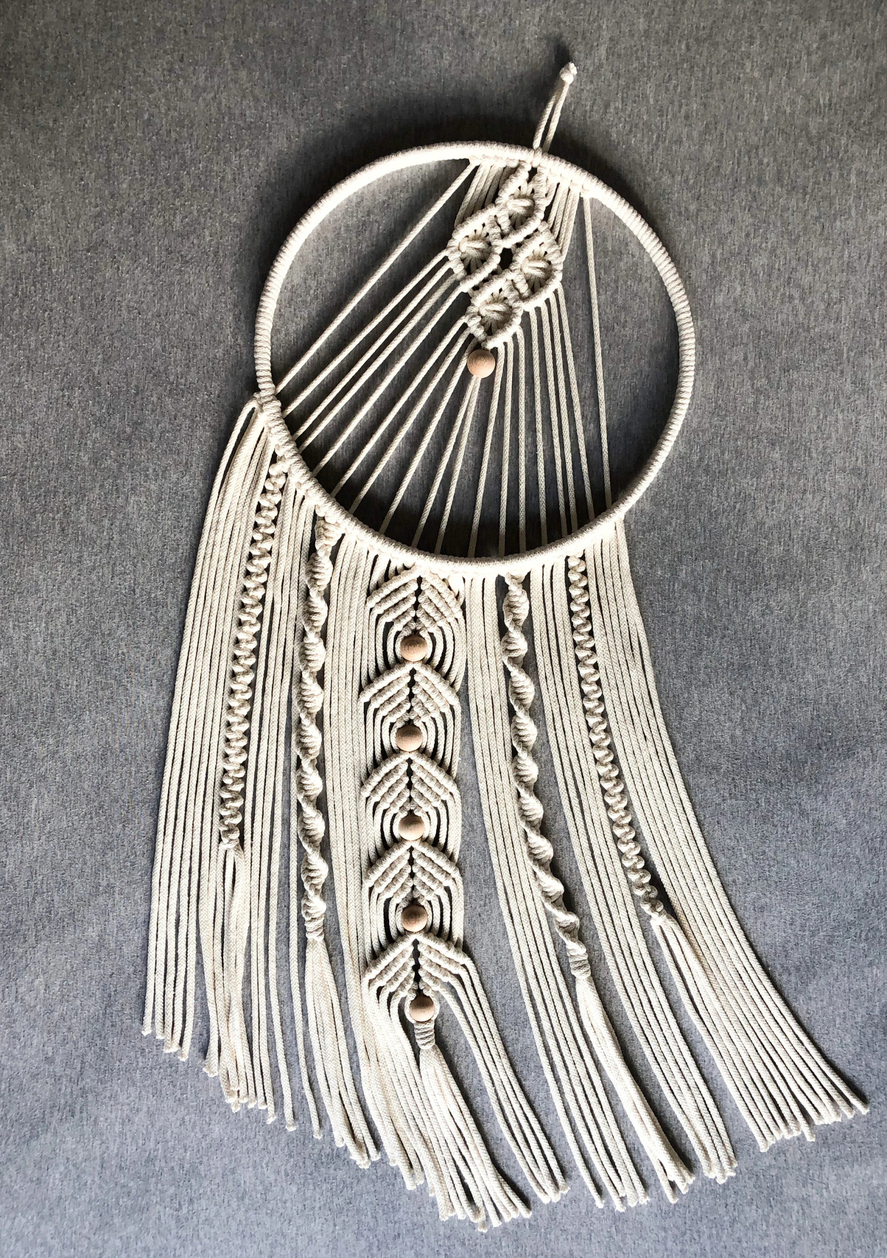 Large macrame dream catcher handmade boho dreamcatcher on wooden hoop bohemian bedroom decor hippie living room decor housewarming gift