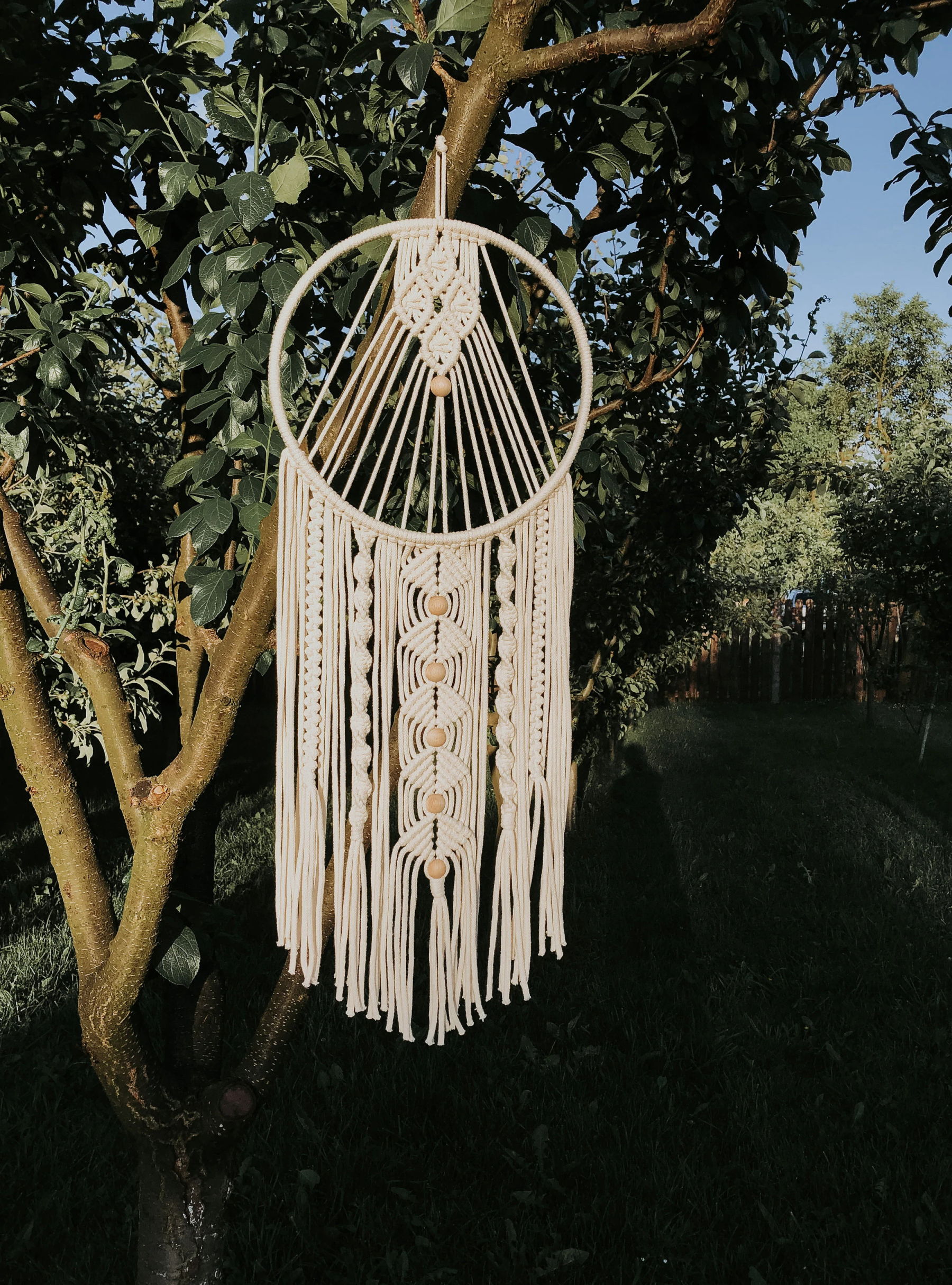 Large macrame dream catcher handmade boho dreamcatcher on wooden hoop bohemian bedroom decor hippie living room decor housewarming gift