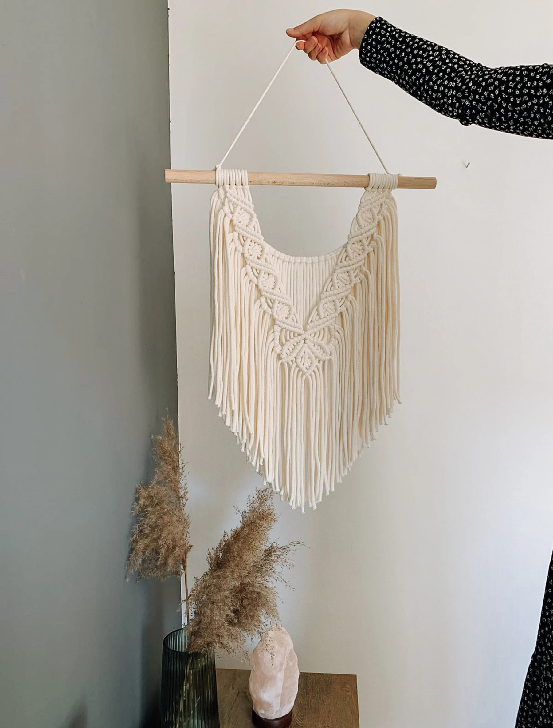 Ivory macrame wall hanging Macrame mural Macrame headboard Yarn wall hanging Boho woven tapestry New home or housewarming gift