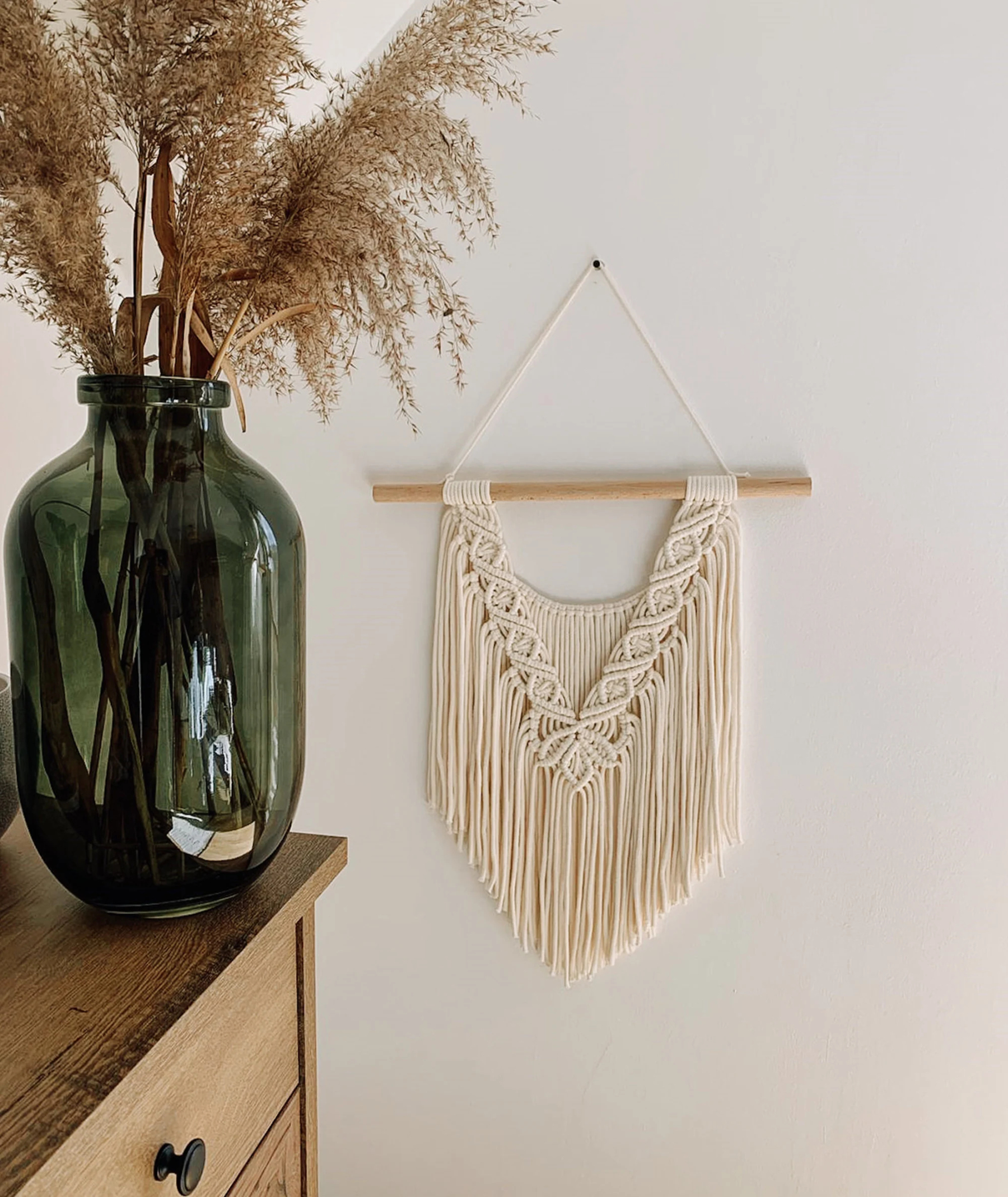 Ivory macrame wall hanging Macrame mural Macrame headboard Yarn wall hanging Boho woven tapestry New home or housewarming gift