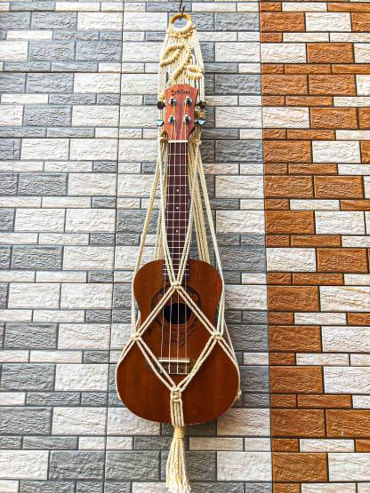 Original Macrame Guitar Wall Hanging, Ukulele Wall Mount, Instrument Hanger, Handmade Ukulele Guitar Hanger Boho Guitar Holder