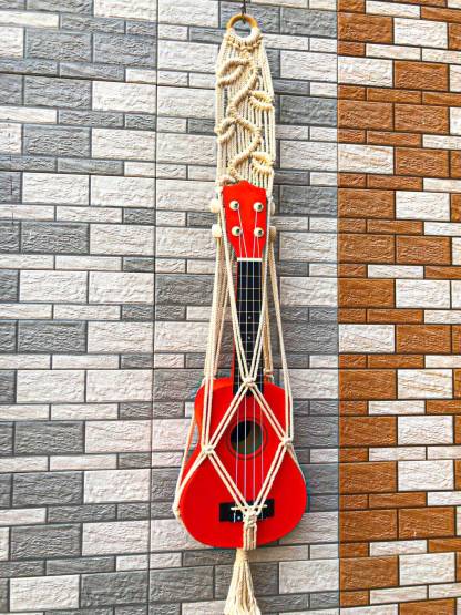Original Macrame Guitar Wall Hanging, Ukulele Wall Mount, Instrument Hanger, Handmade Ukulele Guitar Hanger Boho Guitar Holder