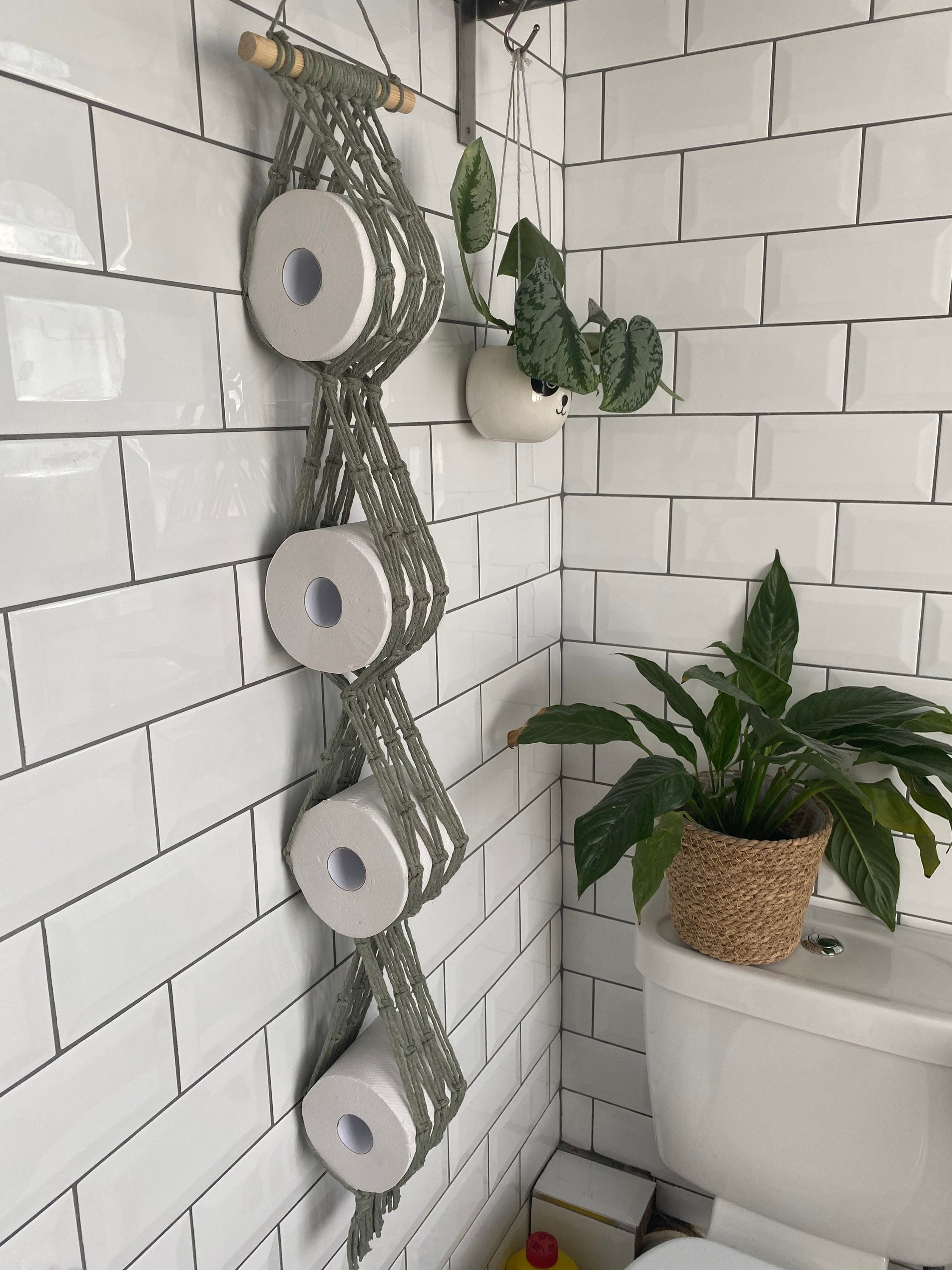 Sage green toilet roll holder storage, toilet paper holder storage, bathroom accessories, bathroom storage, bathroom decor,wall hanging unit