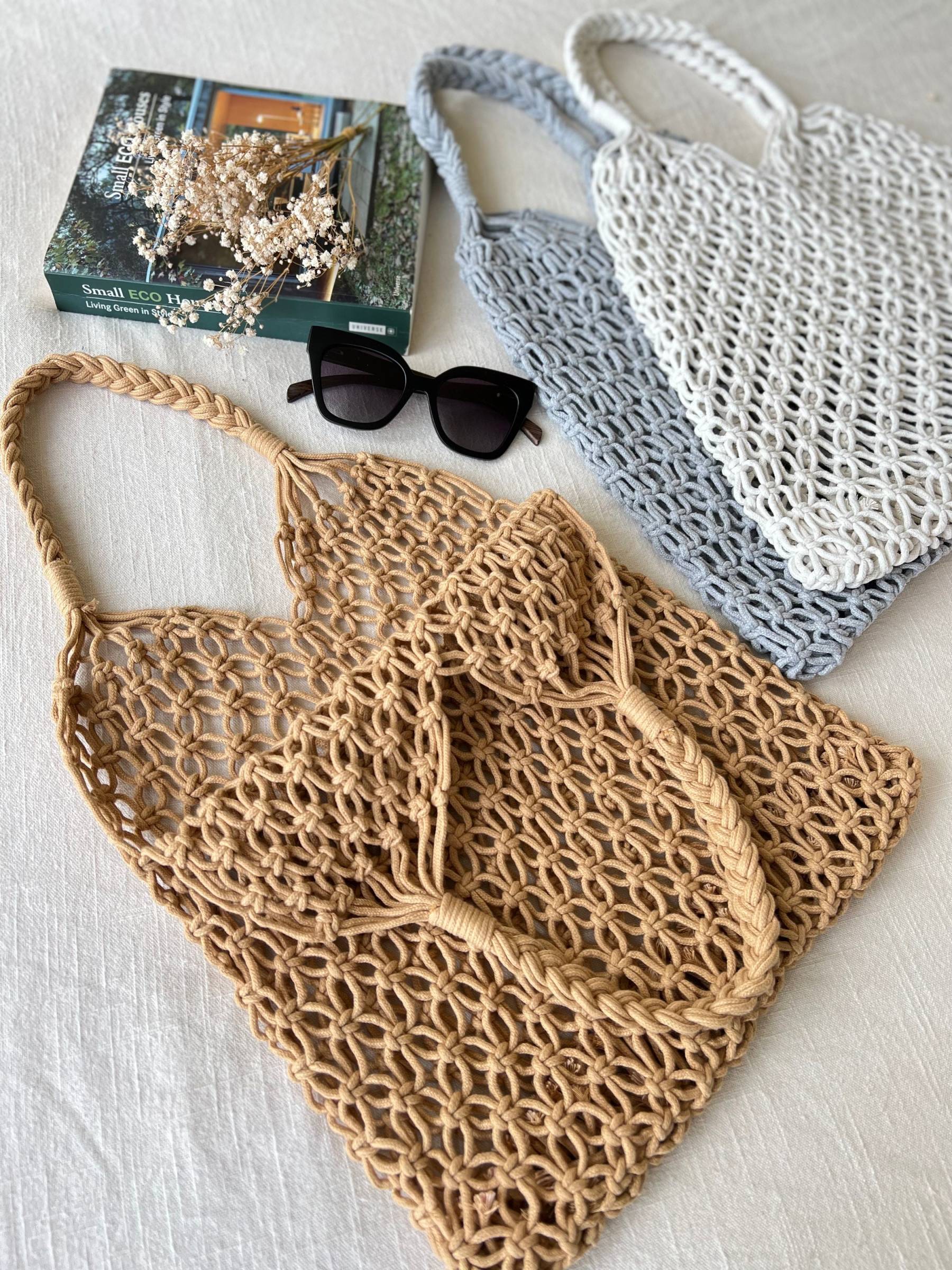 Crochet bag, Cotton robe bag, Macrame bag, boho summer beach bag, vacation bag
