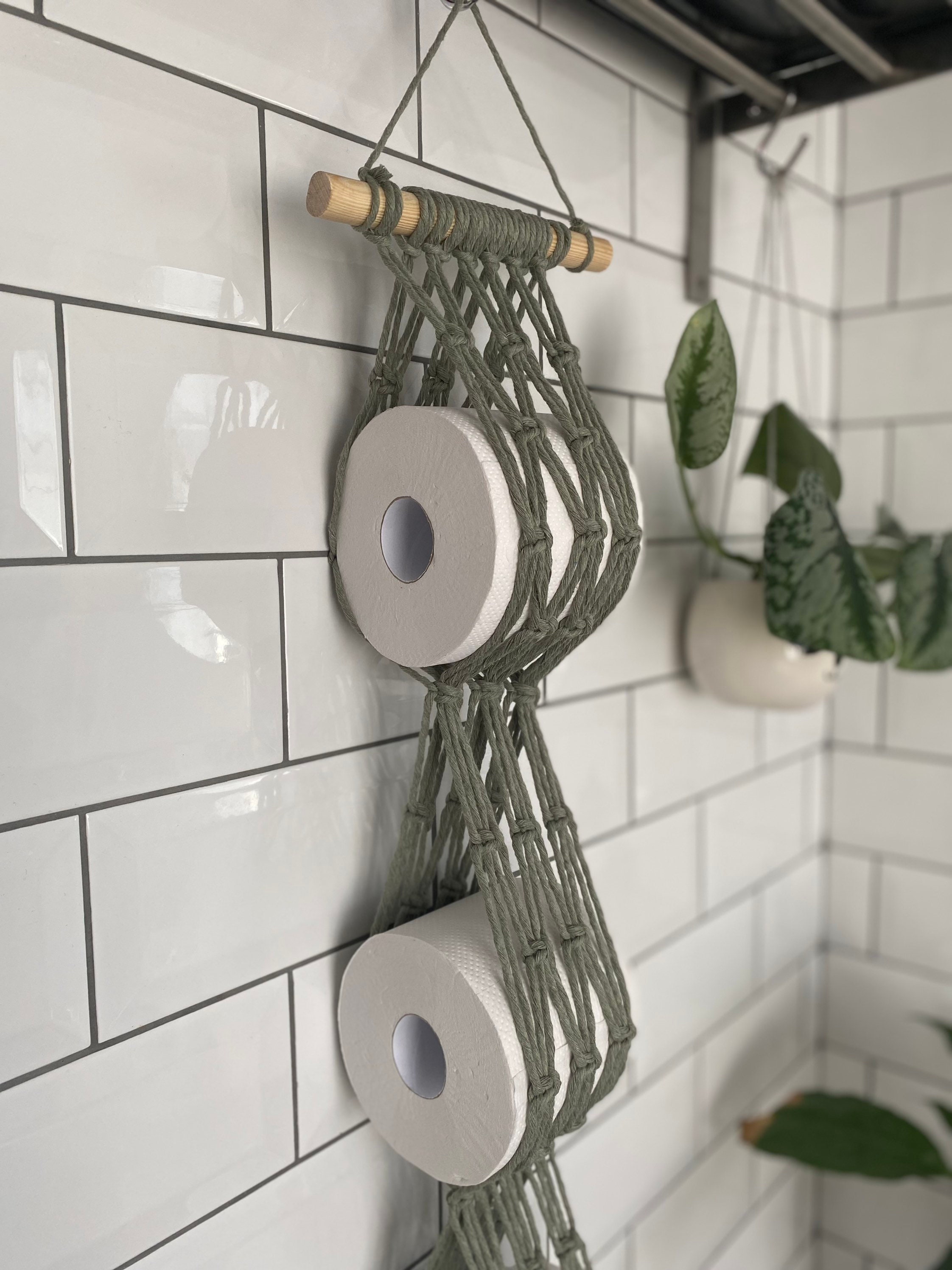Sage green toilet roll holder storage, toilet paper holder storage, bathroom accessories, bathroom storage, bathroom decor,wall hanging unit
