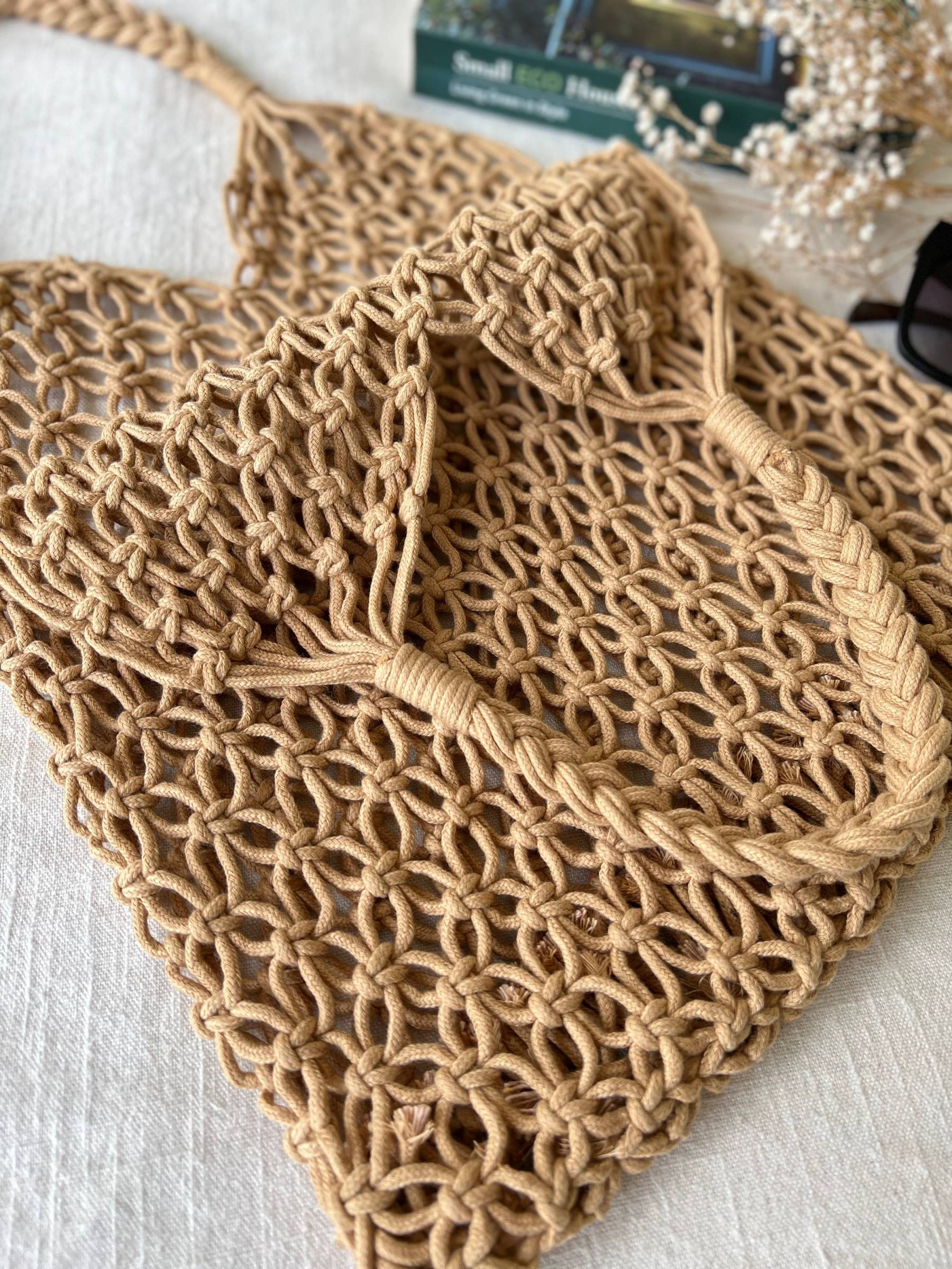Crochet bag, Cotton robe bag, Macrame bag, boho summer beach bag, vacation bag