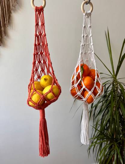 Macrame fruit basket - macrame fruit hanger - hanging basket