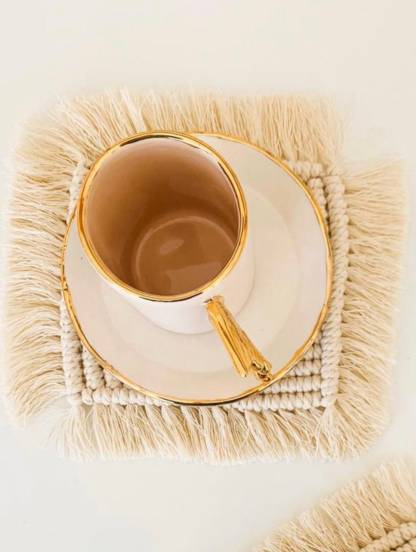 Handmade Nordic Square Macrame Coasters Boho Decor Gift for Her 
