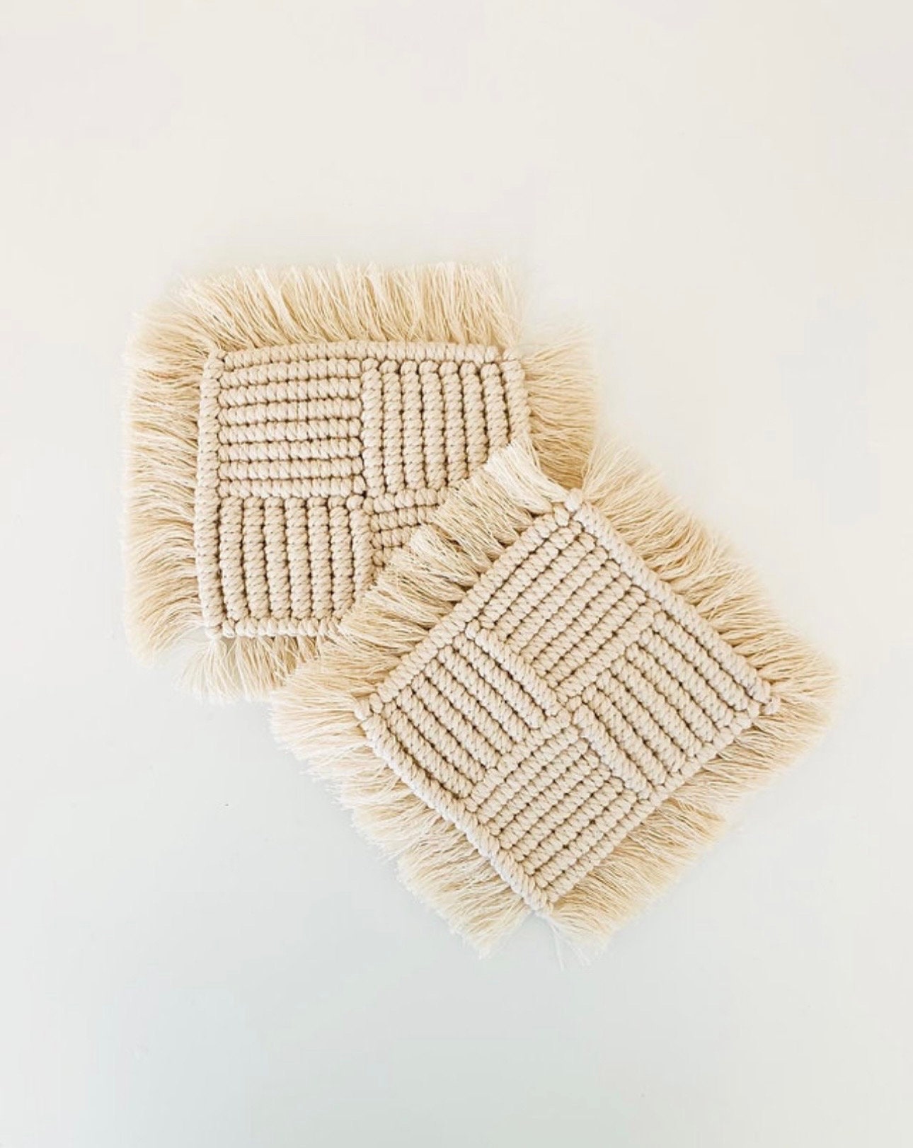 Handmade Nordic Square Macrame Coasters Boho Decor Gift for Her 