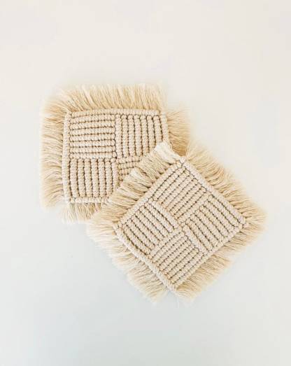 Handmade Nordic Square Macrame Coasters Boho Decor Gift for Her 