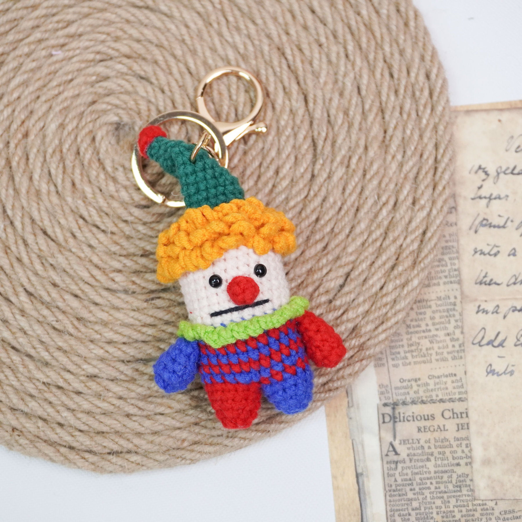 Crochet clown key chain, Cute clown key chain, fun gifts, cute gifts, clown gifts，Craft Supplies，gifts for her