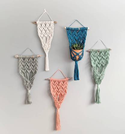 Macrame Wall Plant Hanger, contemporary modern macrame plant display, pot holder for wall, boho home decor for dorm, living room, bedroom