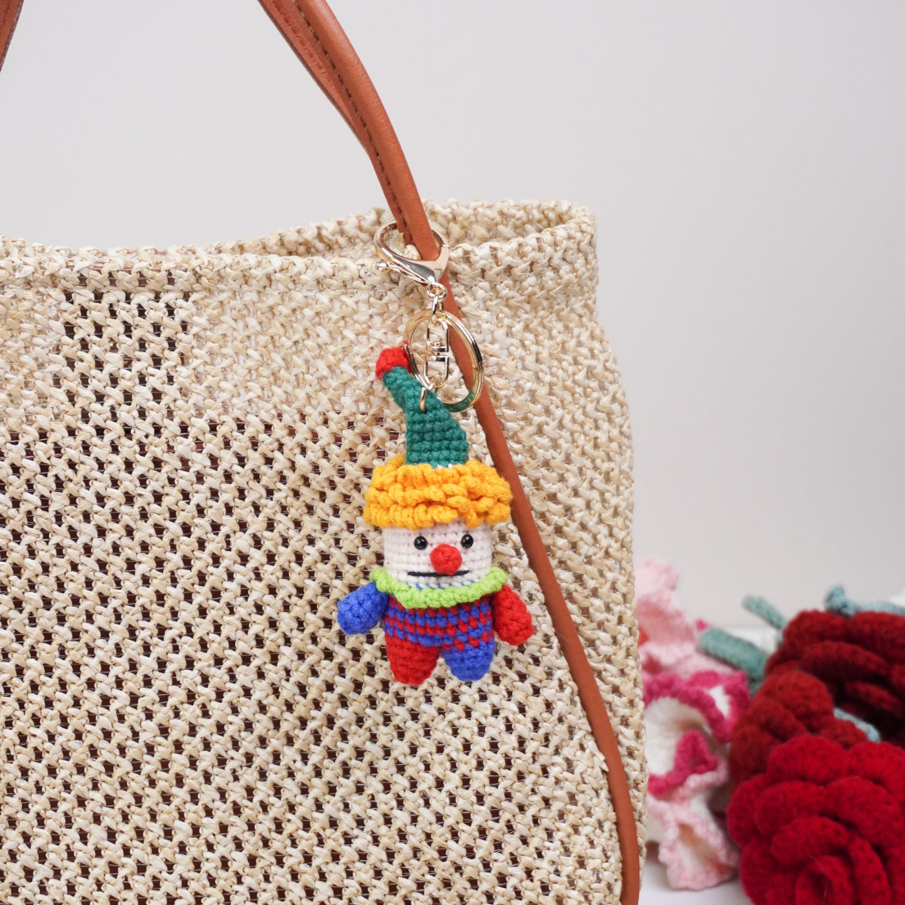 Crochet clown key chain, Cute clown key chain, fun gifts, cute gifts, clown gifts，Craft Supplies，gifts for her