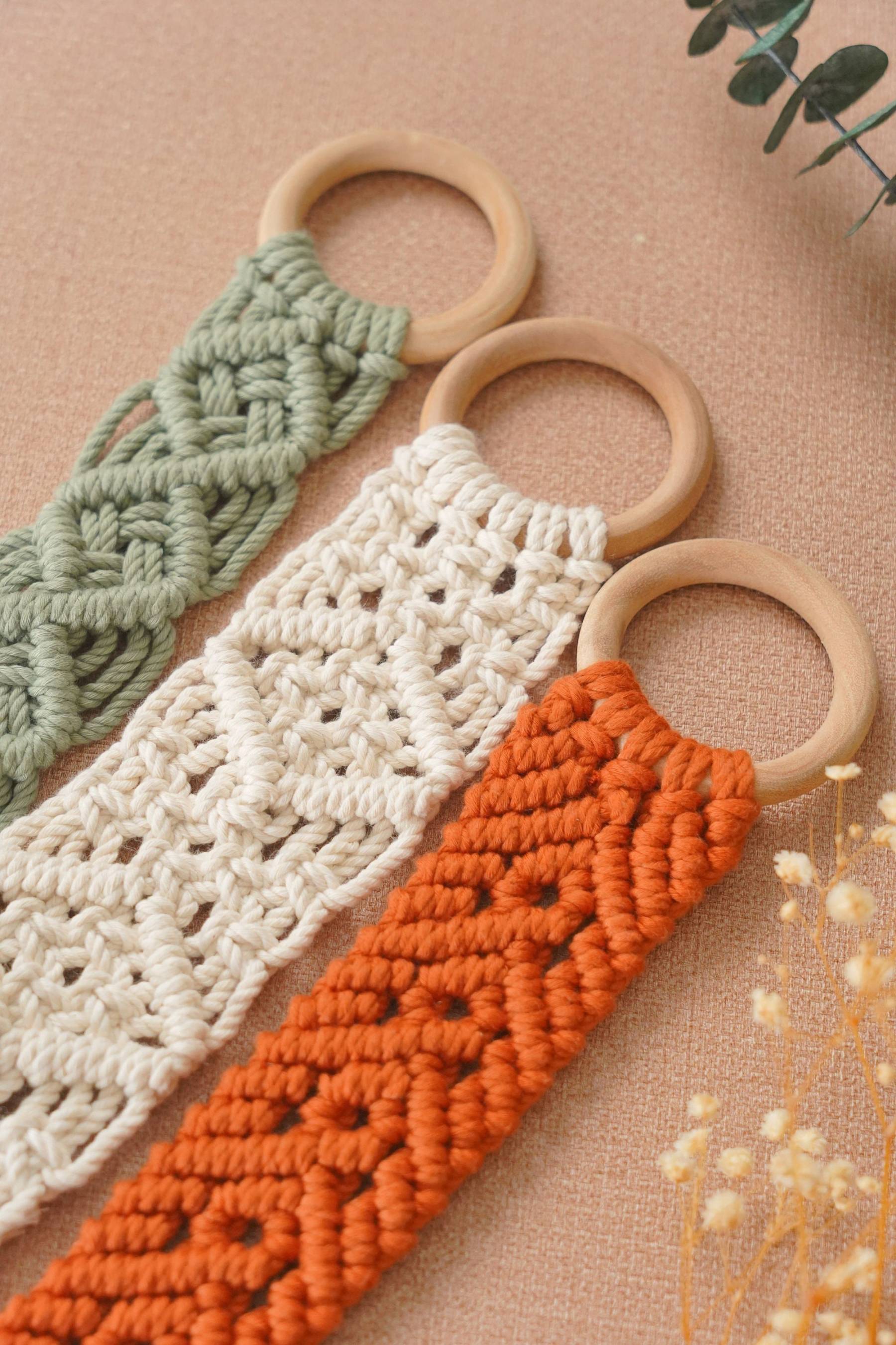 Macrame Towel Holder, Kitchen Organizer, Gift For Mom, Kitchen Accessories, Napkin Holder, Mid Century Modern, Wooden Towel Holder