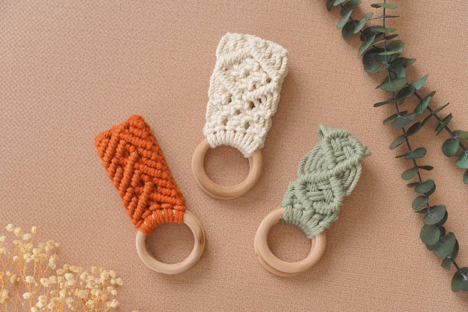 Macrame Towel Holder, Kitchen Organizer, Gift For Mom, Kitchen Accessories, Napkin Holder, Mid Century Modern, Wooden Towel Holder