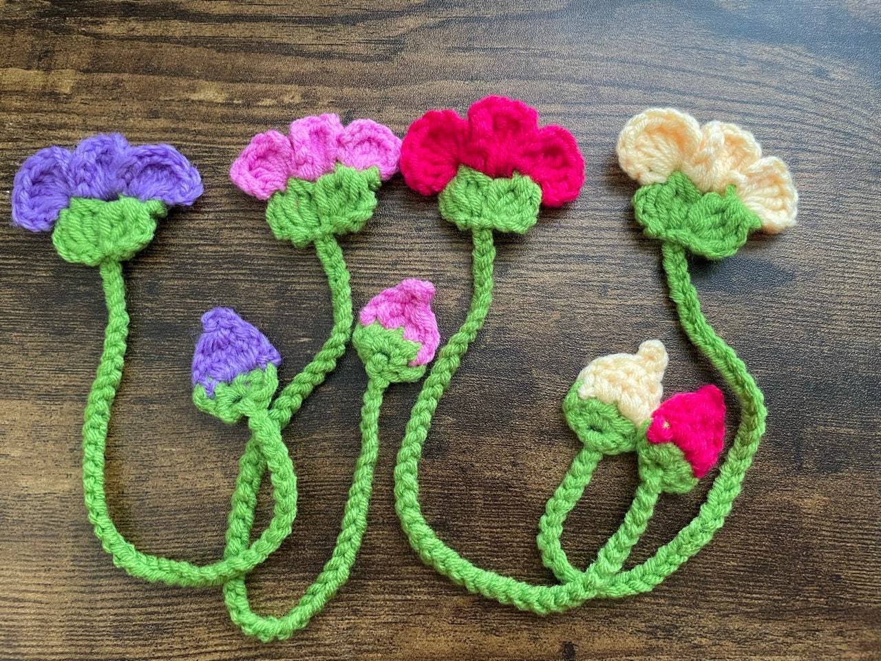 Crochet Flower and Bud Bookmark Pattern