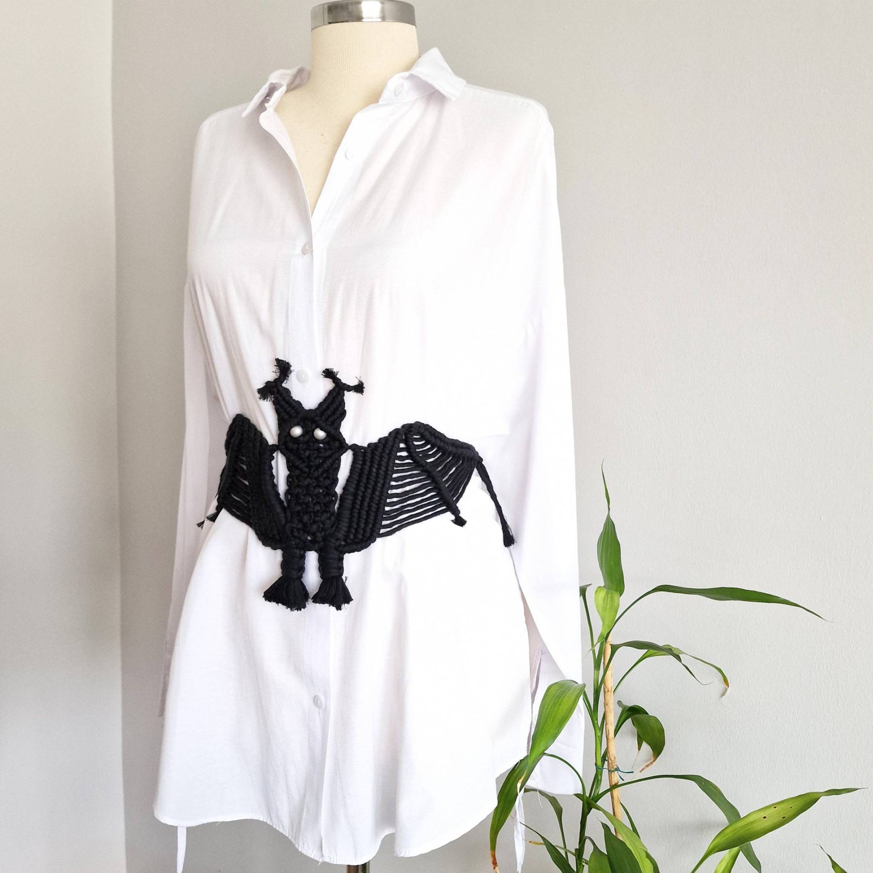 Halloween Macrame Black Bat Belt, Macrame Belt, Bat Belt, Halloween Belt, Halloween Clothing, Corset Belt, Underbust Corset Belt, Belt Women