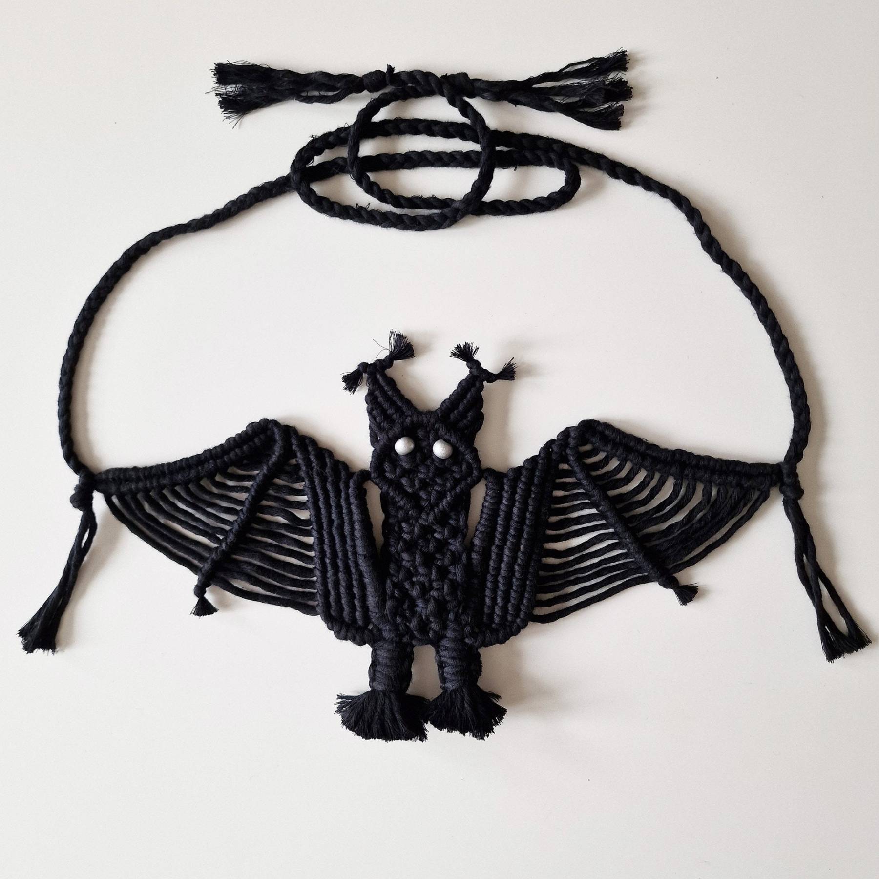 Halloween Macrame Black Bat Belt, Macrame Belt, Bat Belt, Halloween Be