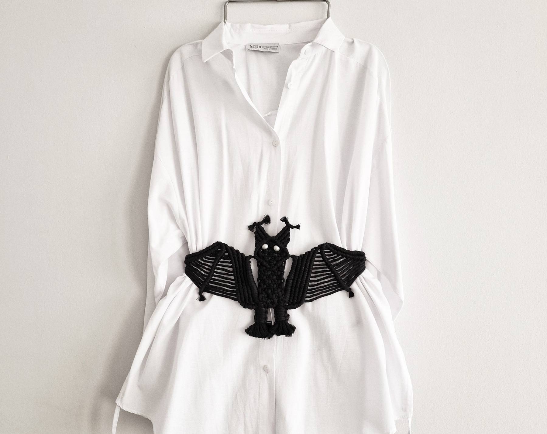 Halloween Macrame Black Bat Belt, Macrame Belt, Bat Belt, Halloween Belt, Halloween Clothing, Corset Belt, Underbust Corset Belt, Belt Women