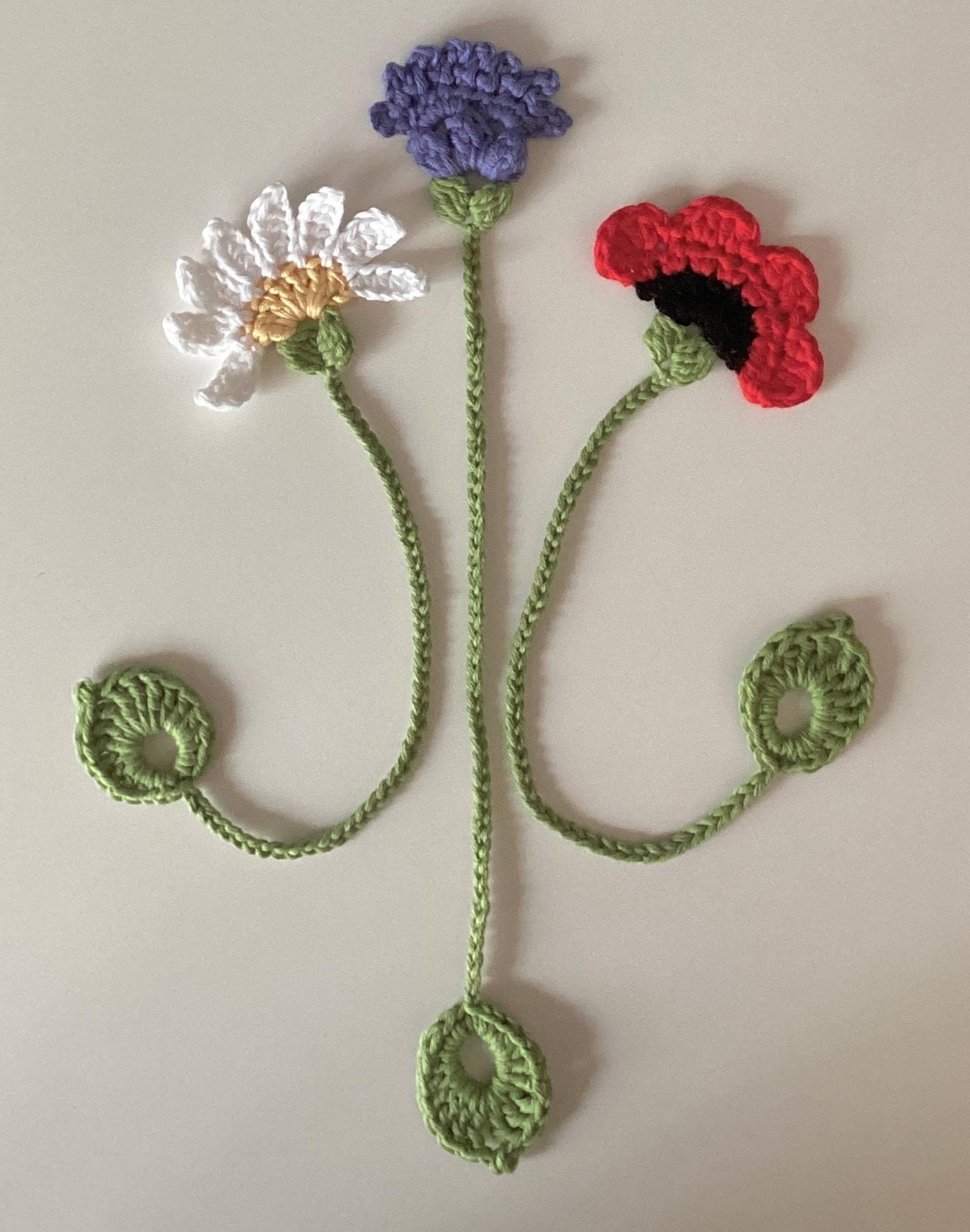CROCHET PATTERN, wild flower bookmarks pdf pattern