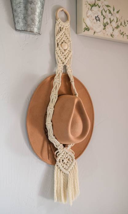 Fedora Hat Holder, Macrame Single Fedora Hat Holder