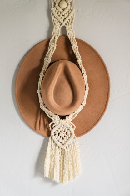 Fedora Hat Holder, Macrame Single Fedora Hat Holder