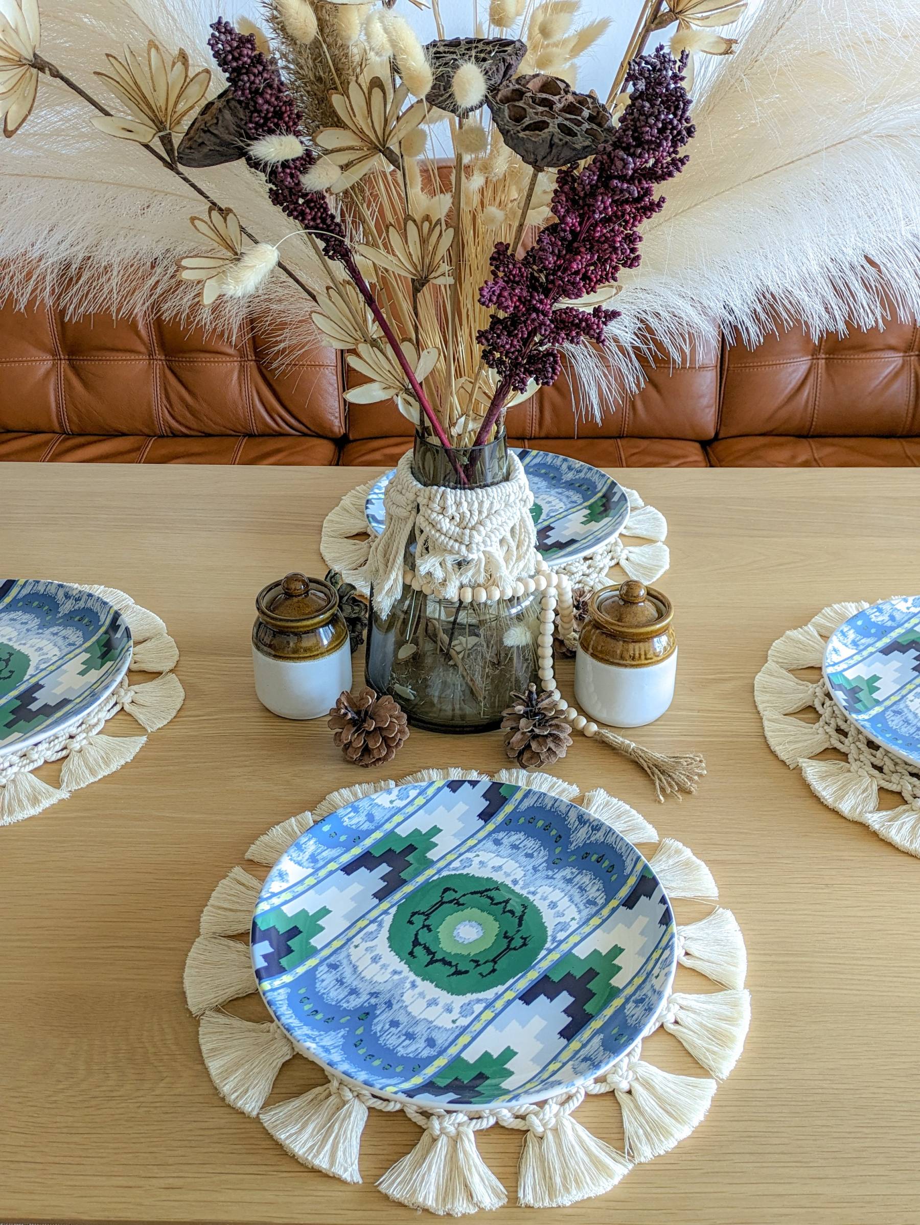 Macrame Placemats | Dining Placemats with detailed trims | Table Centerpiece | Boho Table Decor | Macrame Hot Pads Wedding Gifts