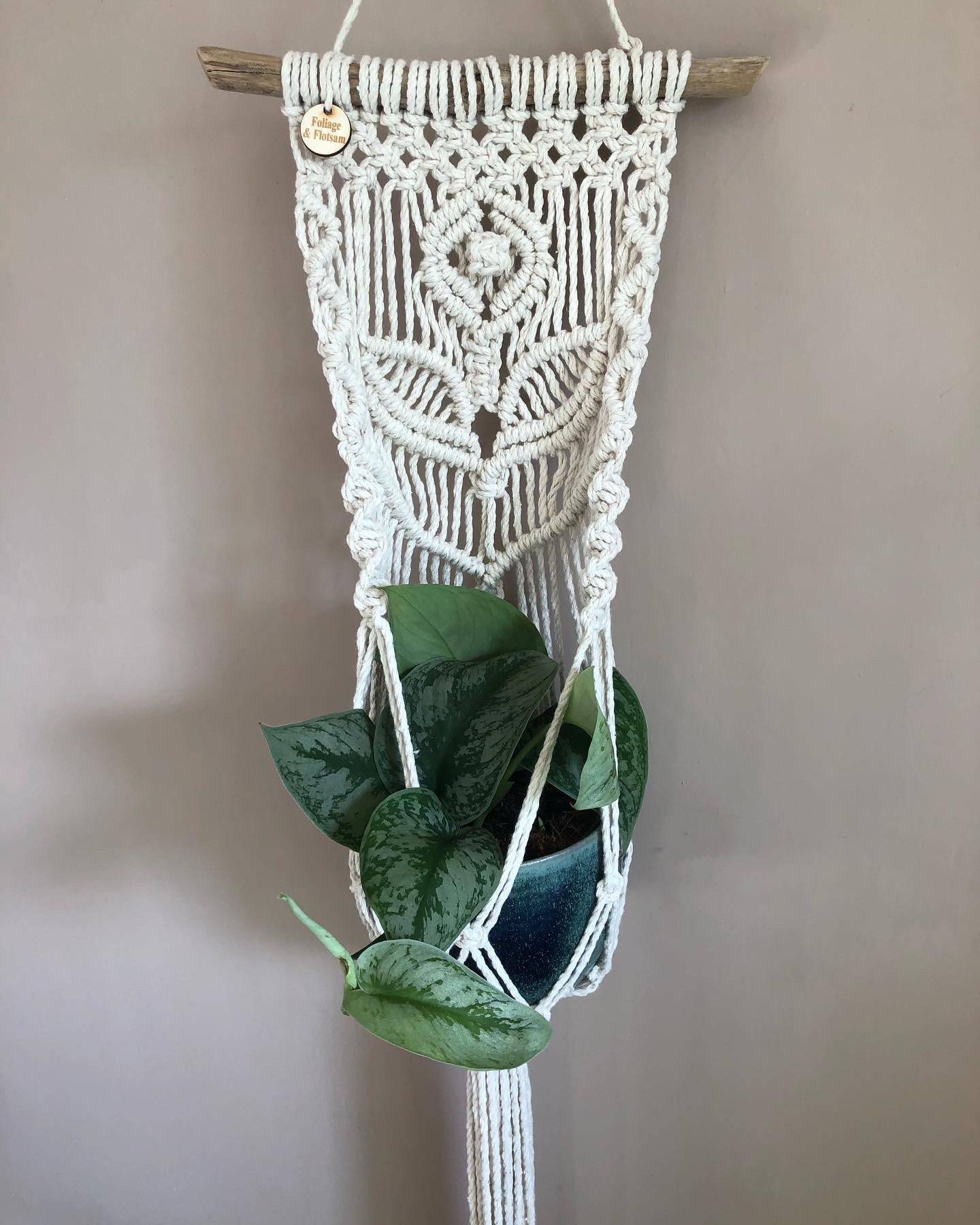 Macrame wall planter, Hanging indoor plant holder, Boho plant pot