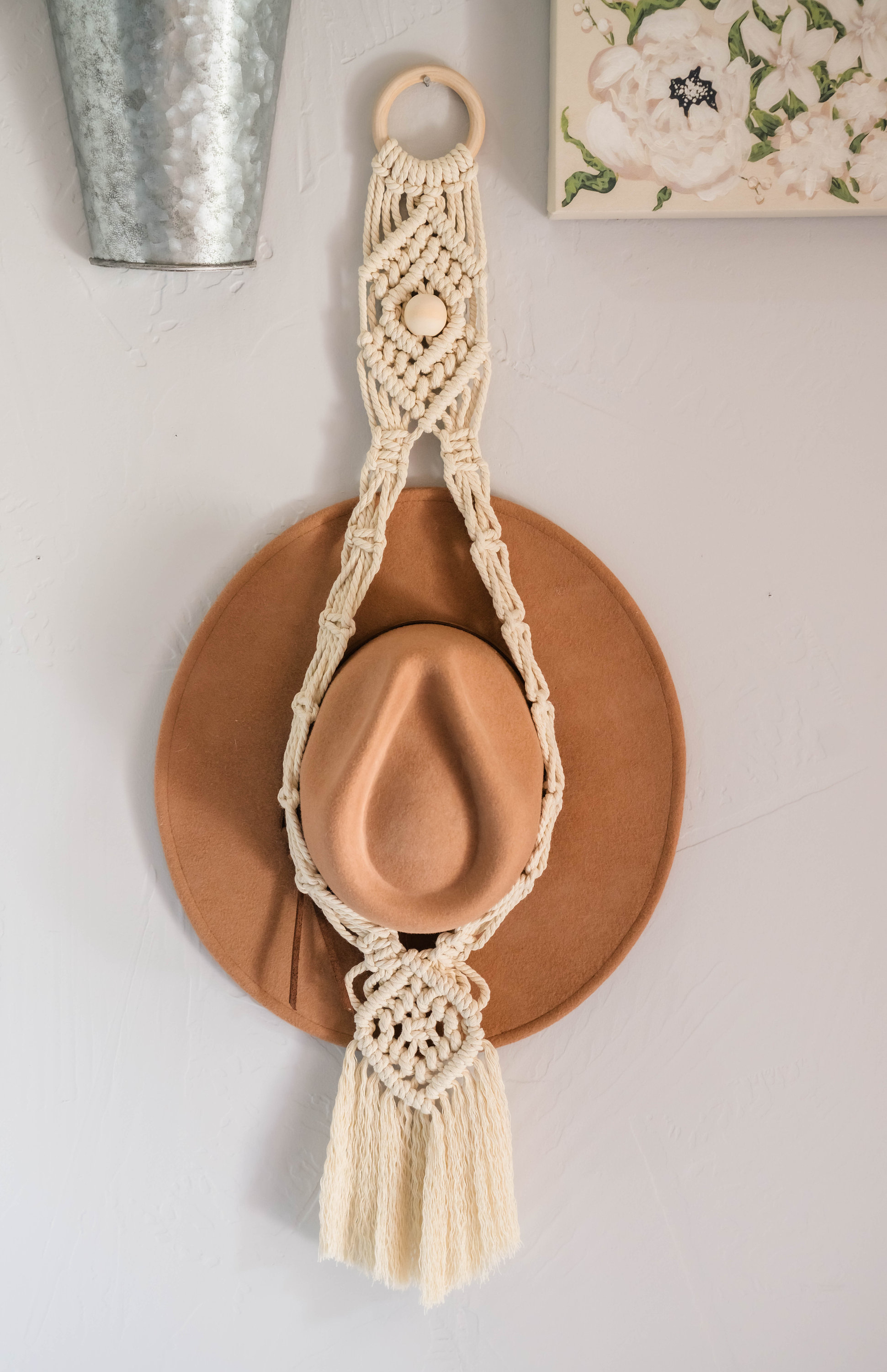Fedora Hat Holder, Macrame Single Fedora Hat Holder