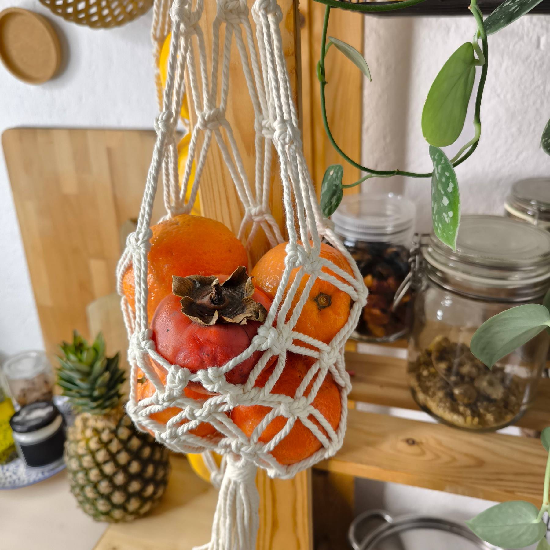Fabric Hanging Fruit Bag, Macrame Fruit Hanger, Hanging Vegetable Basket, Fruit Storage Bags, Storage Organization Kitchen