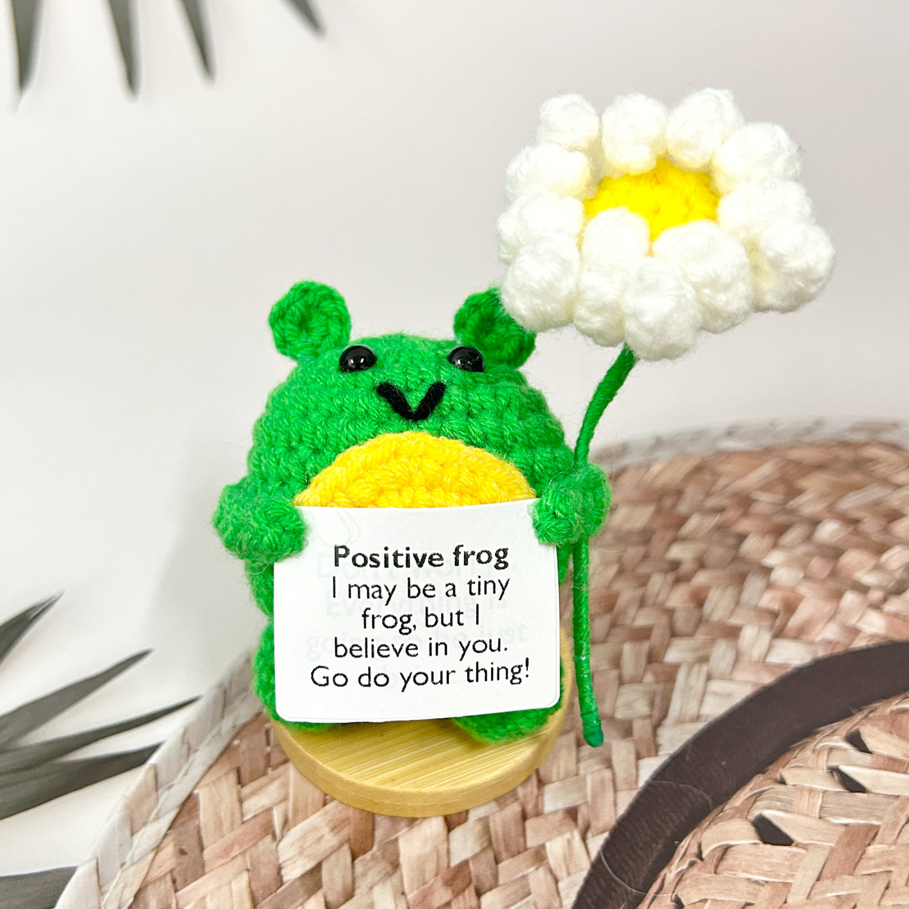 Cute Handmade Crochet Frog Plush,Emotional support Frog，Positive Frog，