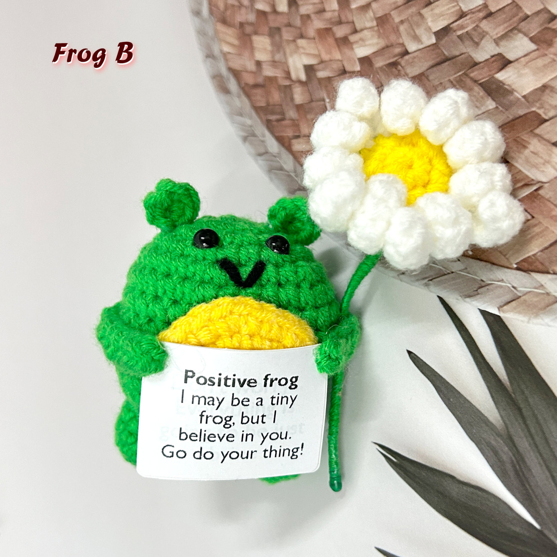 Cute Handmade Crochet Frog Plush,Emotional support Frog，Positive Frog，Gift for her,sister gift,Gifts for Children