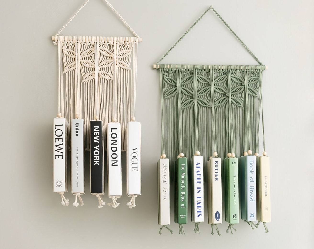 Macrame Book Holder, Book Lover Gift, New Home Gift, Mid Century Modern, Nursery Bookshelf