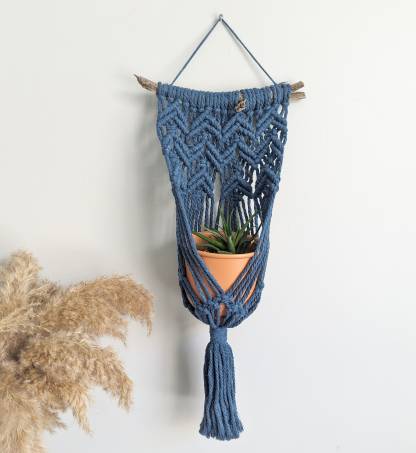 Macrame Wall Plant Hanger, contemporary modern macrame plant display, pot holder for wall, boho home decor for dorm, living room, bedroom
