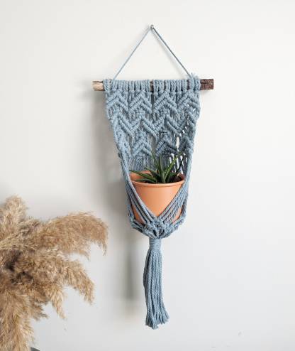 Macrame Wall Plant Hanger, contemporary modern macrame plant display, pot holder for wall, boho home decor for dorm, living room, bedroom