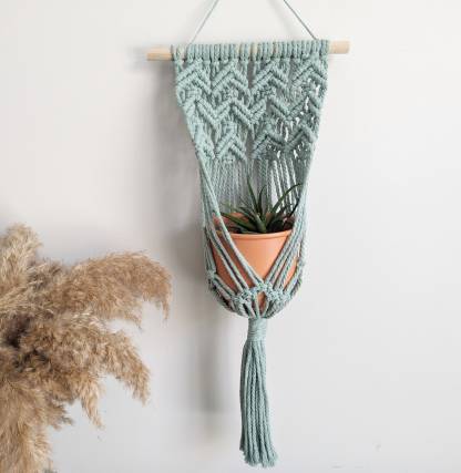 Macrame Wall Plant Hanger, contemporary modern macrame plant display, pot holder for wall, boho home decor for dorm, living room, bedroom