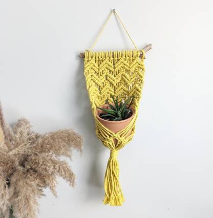 Macrame Wall Plant Hanger, contemporary modern macrame plant display, pot holder for wall, boho home decor for dorm, living room, bedroom