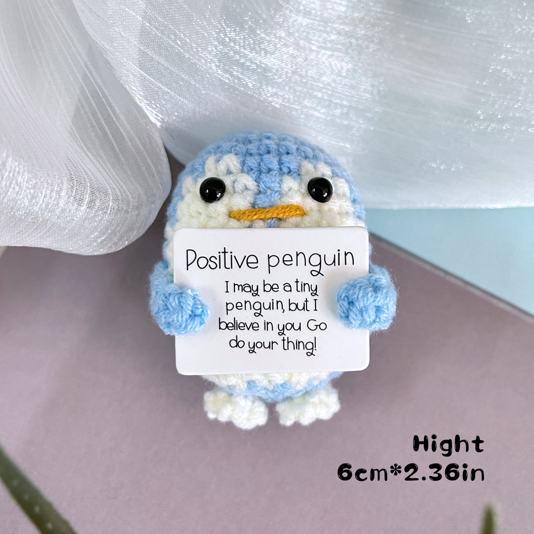 Handmade Crochet Penguin Plush, Crochet Positive Penguin,Gift for Children,Cute and Heartwarming Gift
