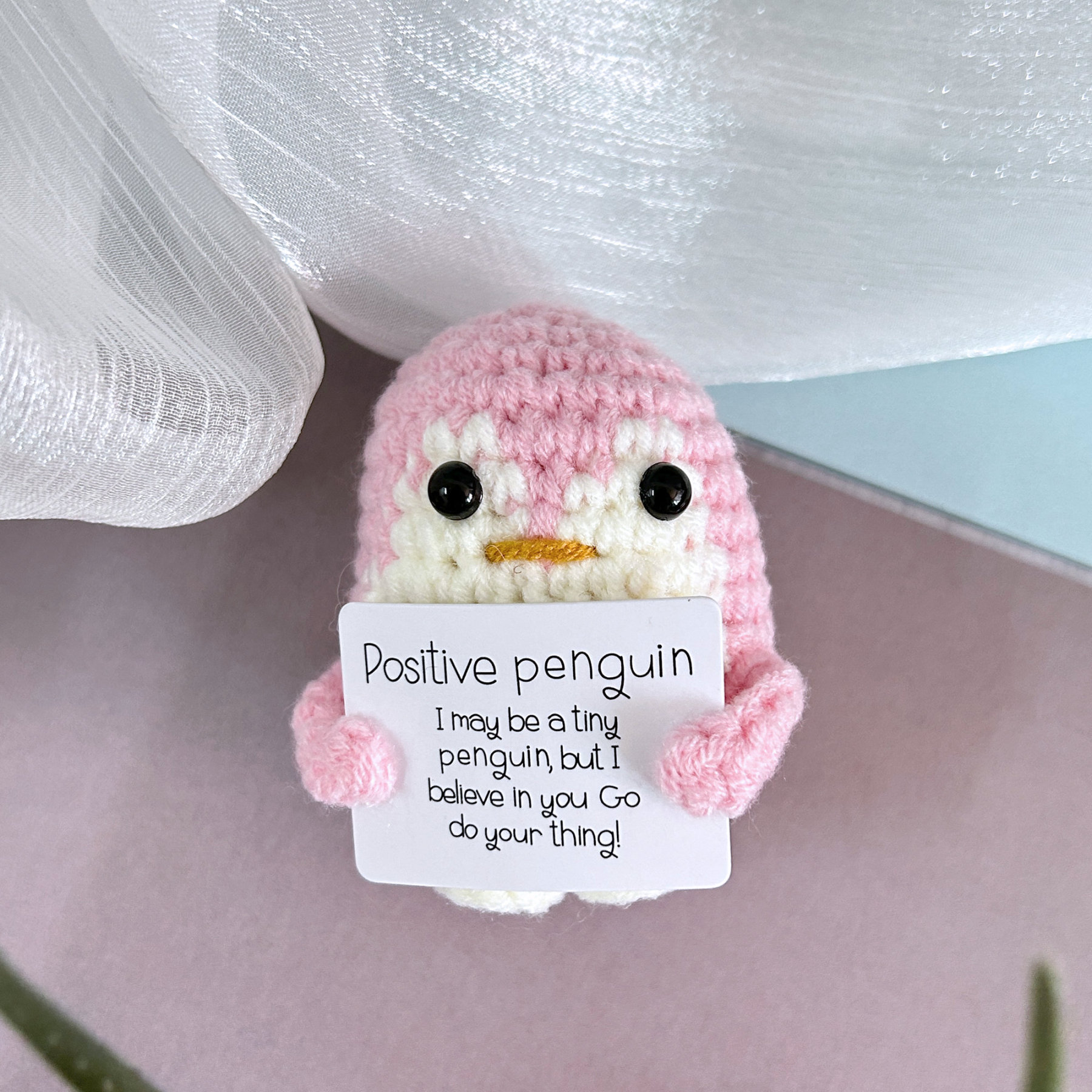 Handmade Crochet Penguin Plush, Crochet Positive Penguin,Gift for Children,Cute and Heartwarming Gift