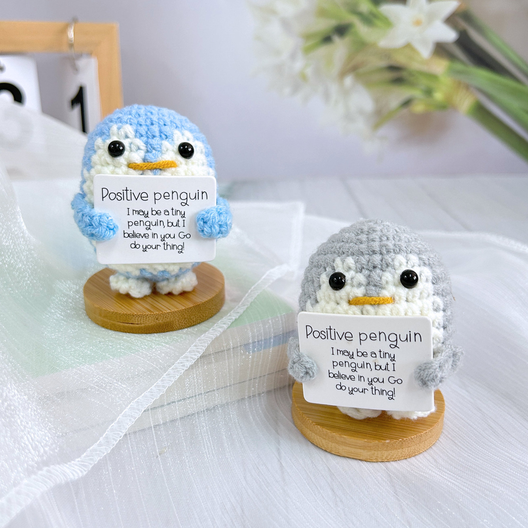 Handmade Crochet Penguin Plush, Crochet Positive Penguin,Gift for Children,Cute and Heartwarming Gift