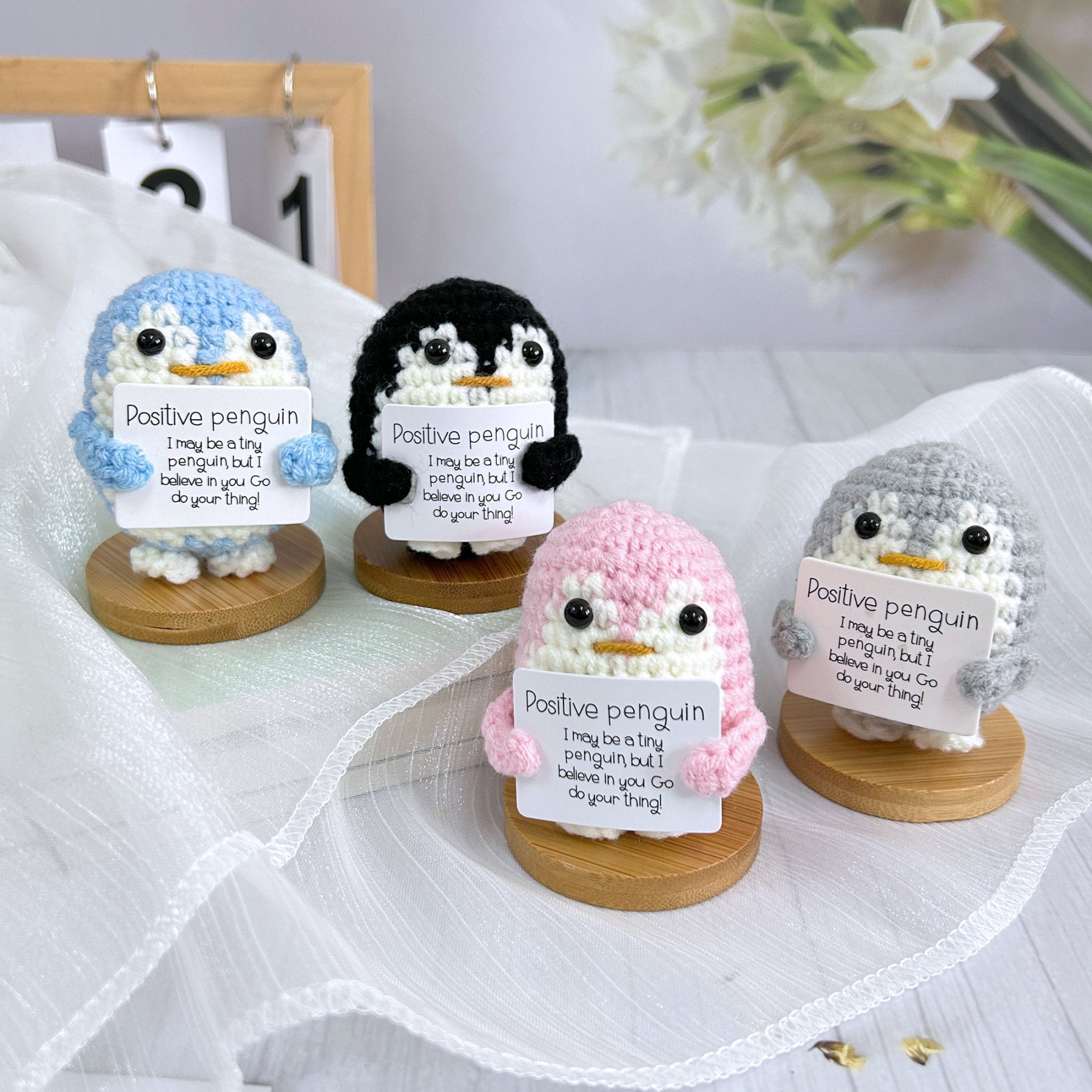 Handmade Crochet Penguin Plush, Crochet Positive Penguin,Gift for Children,Cute and Heartwarming Gift