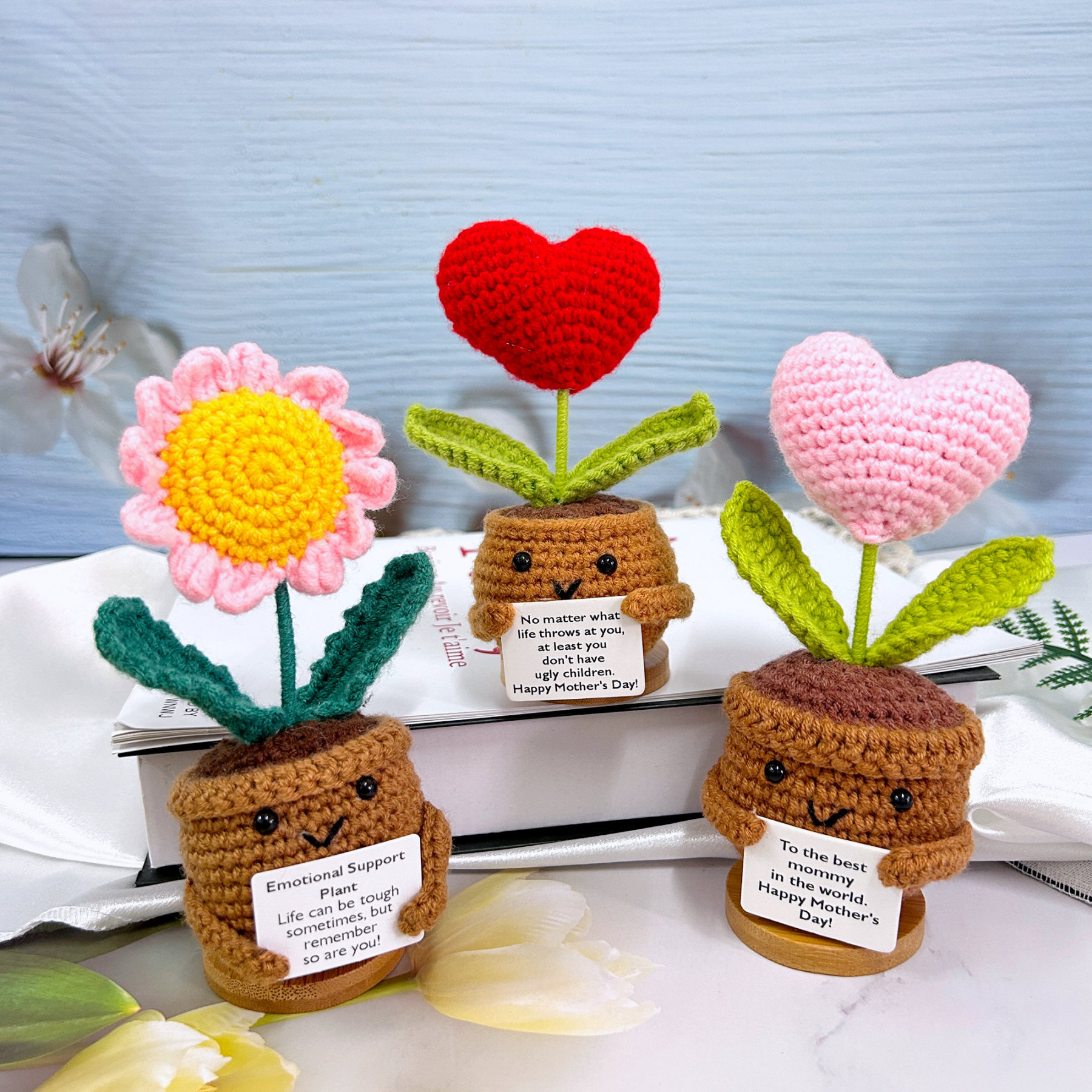 Handmade crochet, love sunflower potted plant, Mother's Day gift, gift for mom-grandma-sister-friends, exquisite crochet finished product