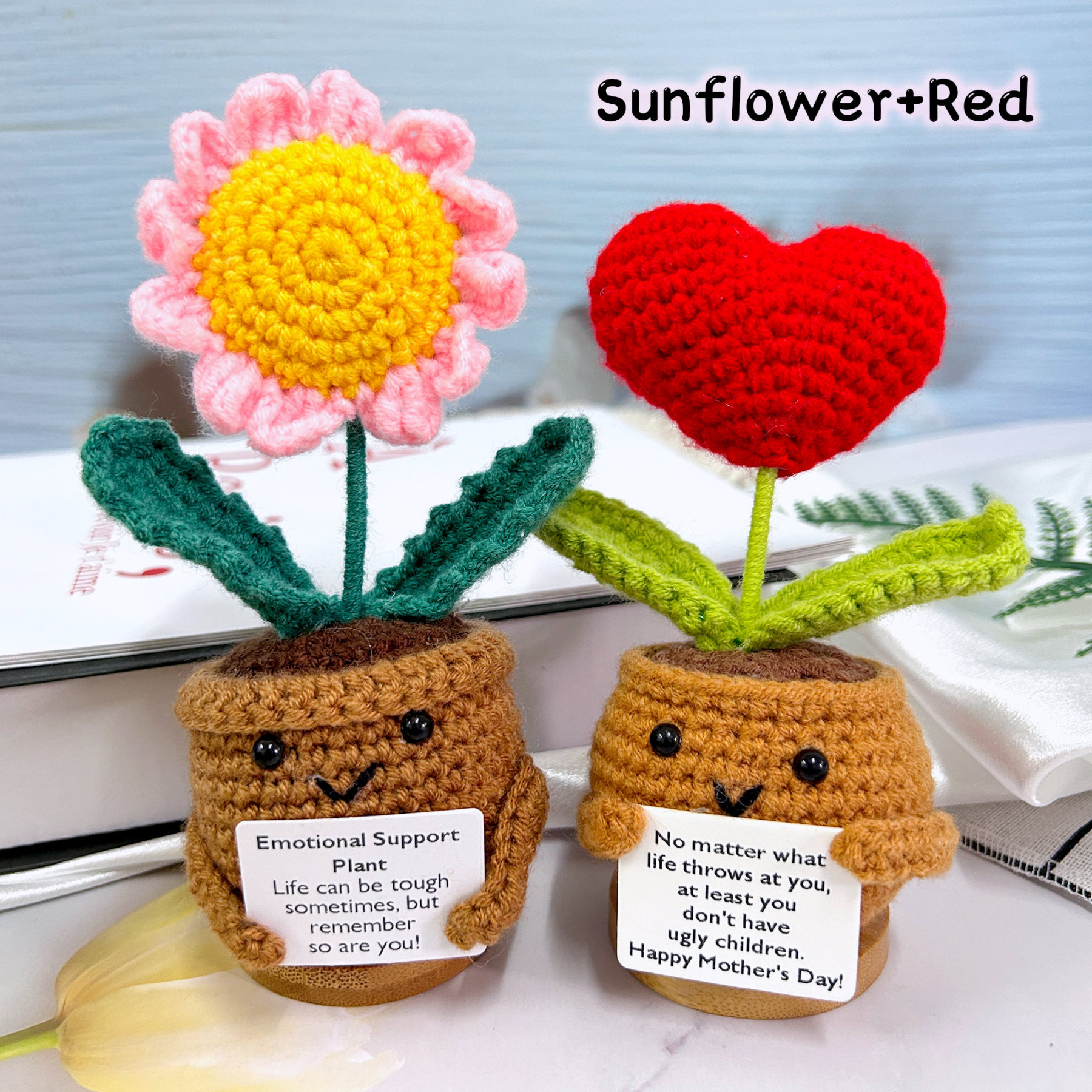 Handmade crochet, love sunflower potted plant, Mother's Day gift, gift for mom-grandma-sister-friends, exquisite crochet finished product