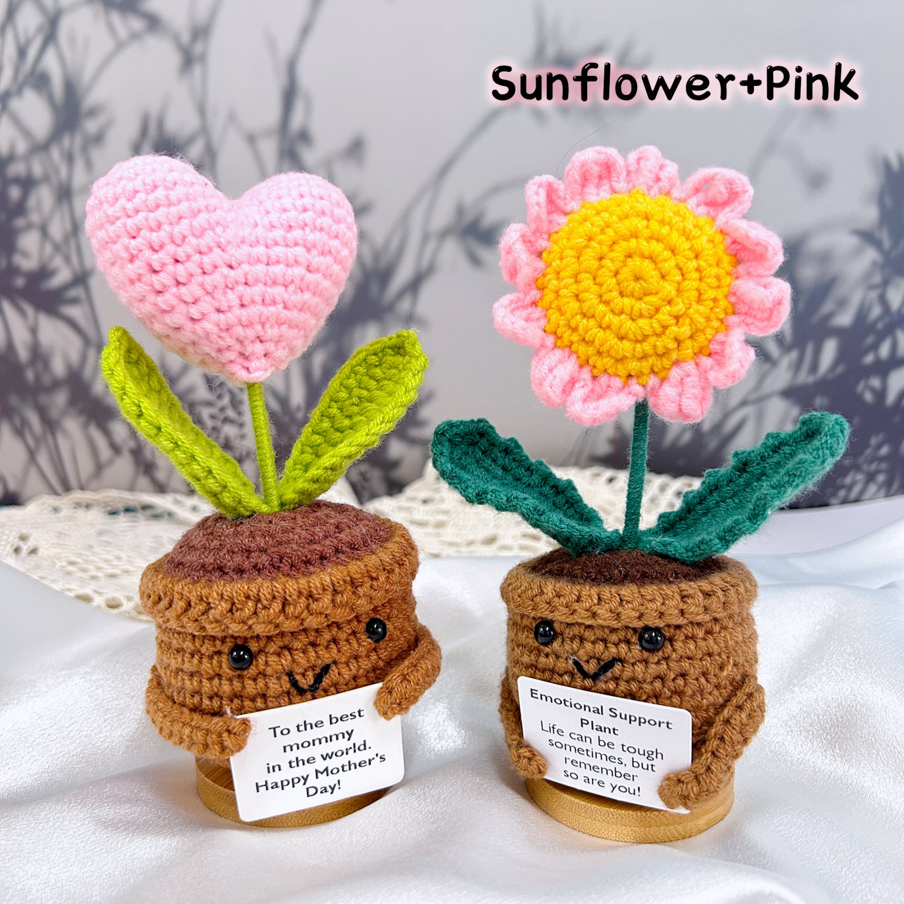 Handmade crochet, love sunflower potted plant, Mother's Day gift, gift for mom-grandma-sister-friends, exquisite crochet finished product