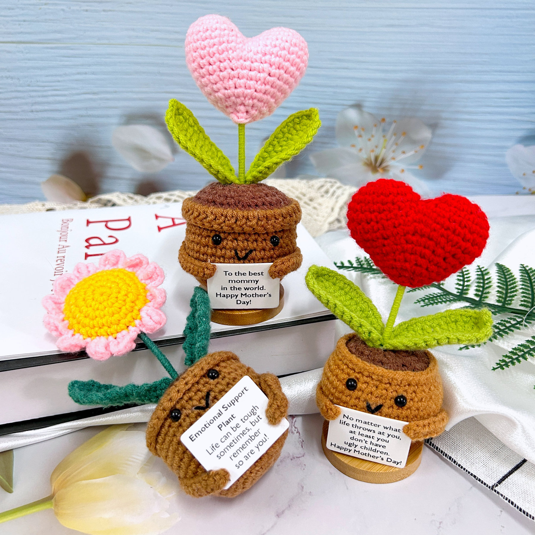 Handmade crochet, love sunflower potted plant, Mother's Day gift, gift for mom-grandma-sister-friends, exquisite crochet finished product